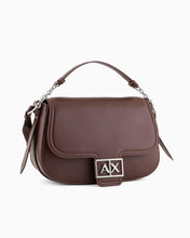 Carica l&#39;immagine nel visualizzatore di Gallery, Armani Exchange bag stondata con logo marrone
