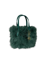 Carica l&#39;immagine nel visualizzatore di Gallery, Massimo Braccialini borsa linea fur in pelliccia manico in pelle verde petrolio
