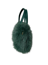 Carica l&#39;immagine nel visualizzatore di Gallery, Massimo Braccialini borsa linea fur in pelliccia manico in pelle verde petrolio
