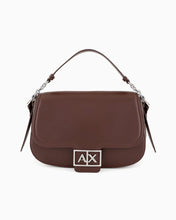 Carica l&#39;immagine nel visualizzatore di Gallery, Armani Exchange bag stondata con logo marrone
