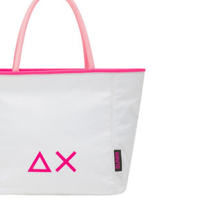 Sun68 Shopping bag donna Jacqueline in nylon bianca con manico rosa