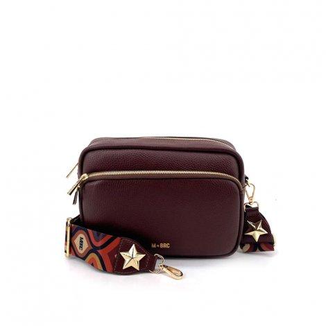 MBRC borsa marrone media doppia zip in pelle doppia tracolla