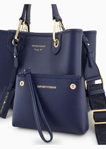 Emporio Armani Shopper piccola MyEA stampa cervo blu notte