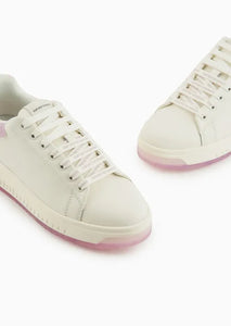 Emporio Armani Sneakers in pelle con retro in gomma a contrasto