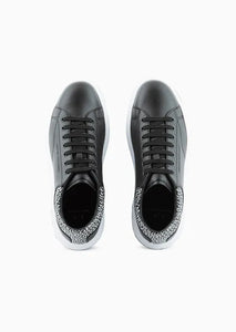 Armani Exchange sneakers con retro a contrasto logo nere