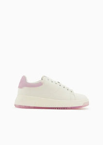 Emporio Armani Sneakers in pelle con retro in gomma a contrasto