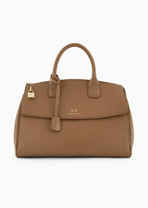 Armani Exchange Borsa a mano bauletto grande con lucchetto cachi