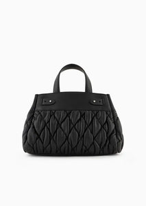 Armani Exchange Borsa tote piccola effetto puffy nera