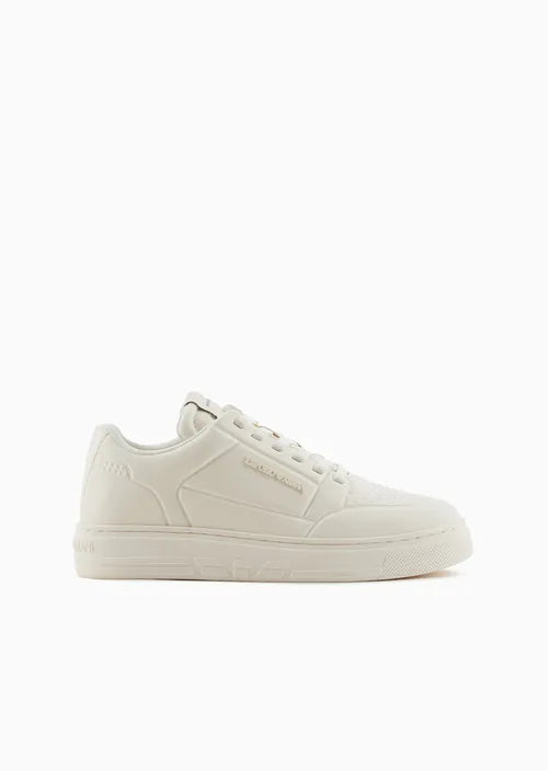 Emporio Armani Sneakers in pelle con dettagli termoformati bianco