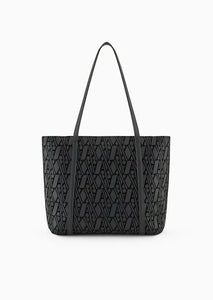 Armani Exchange Borsa shopper logo in rilievo grande nera