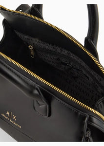 Armani Exchange Borsa a mano bauletto piccolo con lucchetto nero