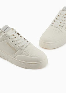 Emporio Armani Sneakers in pelle con dettagli termoformati bianco