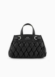 Armani Exchange Borsa tote piccola effetto puffy nera