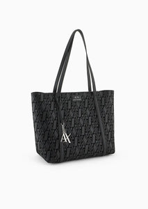 Armani Exchange Borsa shopper logo in rilievo grande nera