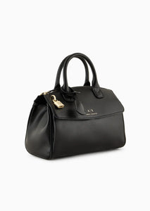 Armani Exchange Borsa a mano bauletto piccolo con lucchetto nero