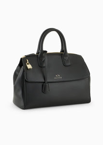 Armani Exchange Borsa a mano bauletto grande con lucchetto nero