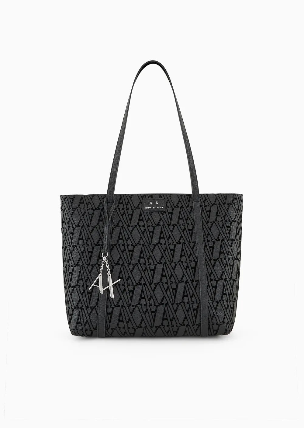 Armani Exchange Borsa shopper logo in rilievo grande nera