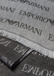 Emporio Armani Sciarpa in misto lana lettering jacquard all over