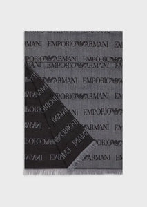 Emporio Armani Sciarpa in misto lana lettering jacquard all over