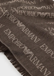 Emporio Armani Sciarpa in misto lana lettering jacquard all over